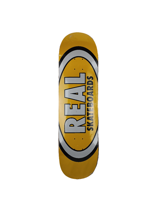 Real Classic Team Oval Slick Bottom Yellow Black White Size 8.18" Skateboard Deck