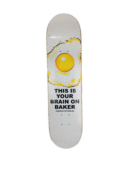 Baker Andrew Reynolds This Is Your Brain On Baker Egg White Black Yellow Size 7.75" Vintage NOS Deck