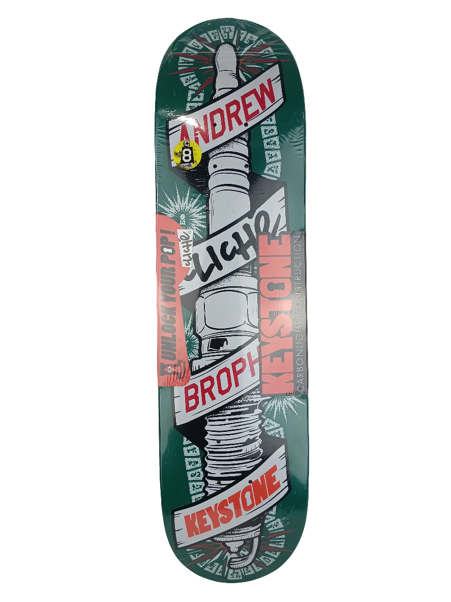 Cliche Andrew Brophy Keystone Codex Series Green Multi Color Size 8 Skateboard Deck