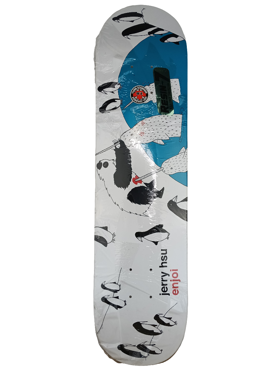 Enjoi Skateboards Jerry Hsu Panda Vs Narwhal 7.6" X 31.6" Vintage NOS Deck