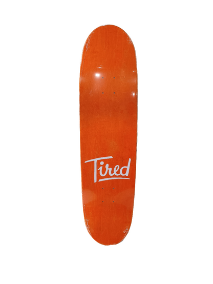 Tired Plain Text White Green Size 8.5 Vintage NOS Shaped Deck