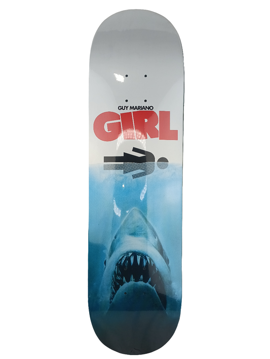 Girl guy Mariano Jaws Graphic White Blue Red Size 8.25 Skateboard Deck