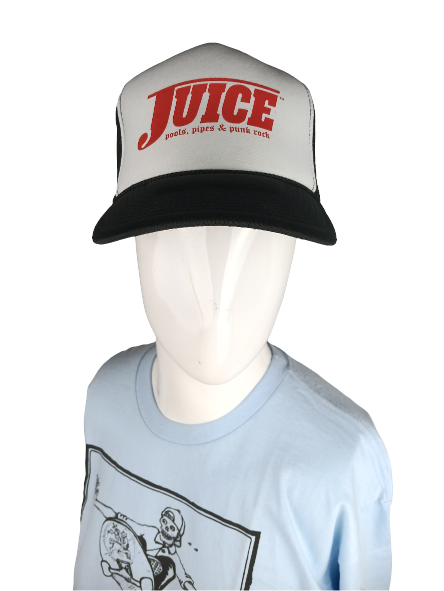 Juice Magazine Pools Pipes & Punk Rock White Red Black Mesh Vintage NOS Trucker Hat