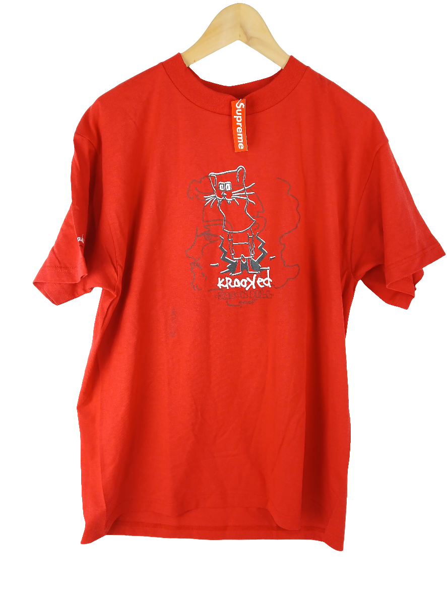 Krooked Jason Dill Guest Graphic Mouse Red White Black Mens Size Large S/s Shirt Vintage
