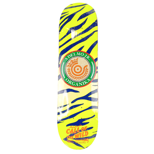 Organika Skateboards Adelmo Jr. Adelmo's Call Of The Wild Yellow Blue Stripes Green Size 8.38" Vintage NOS Deck