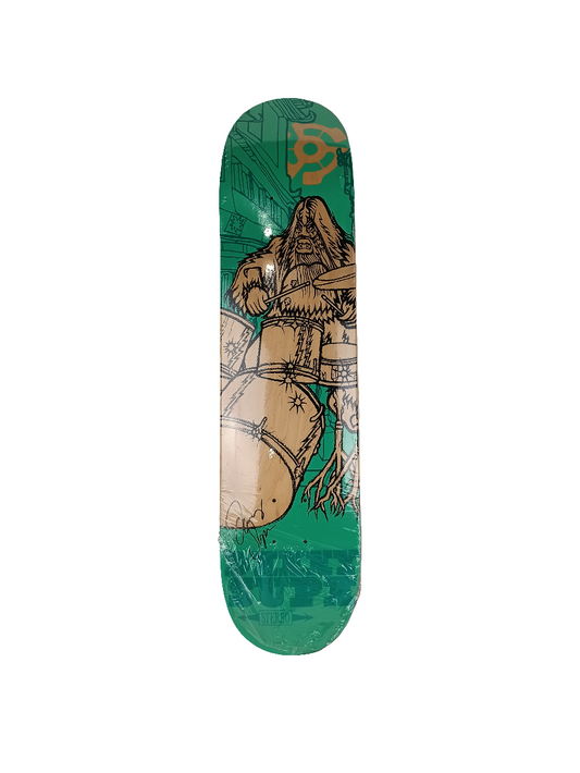 Stereo Danny Supa Signed Bigfoot Drummer Graphic Blank Teal Size 7.5 Skateboard Deck