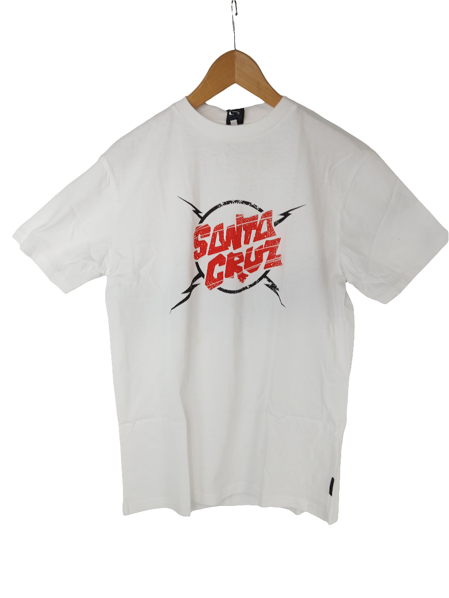 Santa Cruz Bolts Circle Logo White Black Red Mens Size Medium S/s Shirt