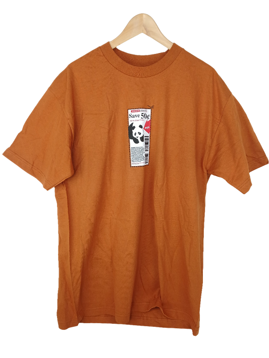 Enjoi Save 50 Cents Panda Coupon Orange Red White Black Mens Size Large S/s Shirt