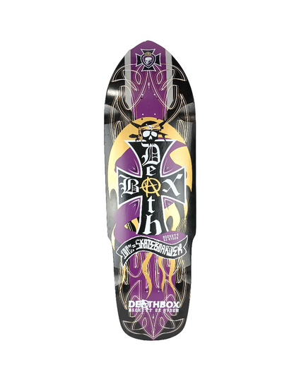 Deathbox Dave Hackett Ez-Ryder 100% Skateboarder Black Purple White Size 10.0 Vintage NOS Shaped Deck