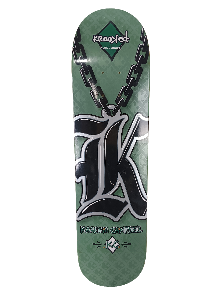 Krooked Kareem Campbell Guest Model KC Chain Green Black White 7.75 Vintage NOS Deck