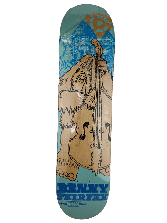 Stereo Benny Fairfax Bigfoot Artist Playing the Bass Teal Size 7.5" Vintage NOS Deck