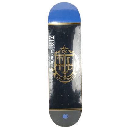 Bouelvard Tiago Lemos Shield Blue Black Gold Size 8.12" Vintage NOS Deck