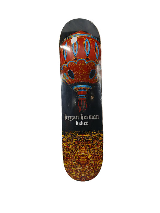 Baker Bryan Herman Artsy Fartsy Series - Flying High Hot Air Balloon Black/Yellow/Red Size 7.75" Vintage NOS Deck