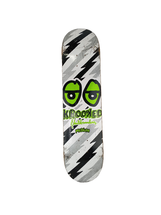 Krooked Boltz Medium Eyes Green Black White Size 7.8" Skateboard Deck