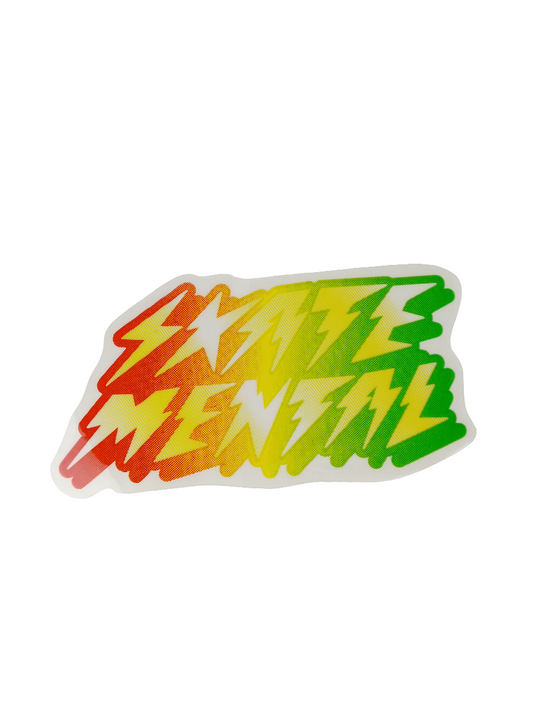Skate Mental Bolts Graphic Clear Red Yellow Green 4.25" X 2.25" Vintage NOS Sticker