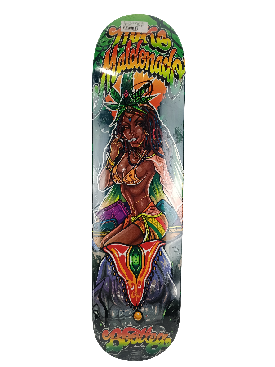 Bootleg Mike Maldonado Rasta Queen Green Orange 7.88" Skateboard Deck