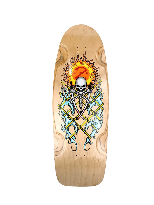 Bulldog Skates BDS Quadplane Q12 Wes Humpston Natural Woodgrain Blue Red Size 12.0" Vintage NOS Longboard Deck