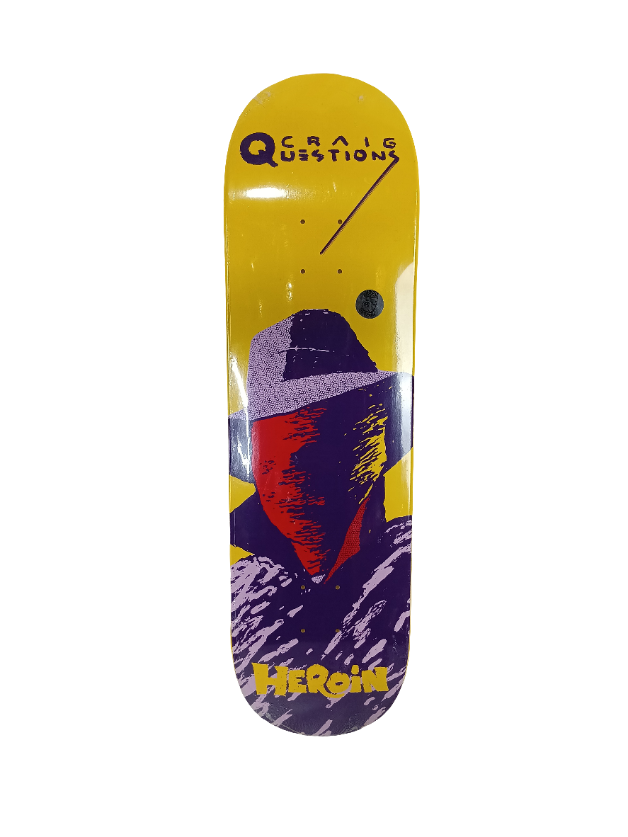 Heroin Skateboards Giallo Series Craig Questions Yellow Purple Red Size 9.75" Vintage NOS Deck