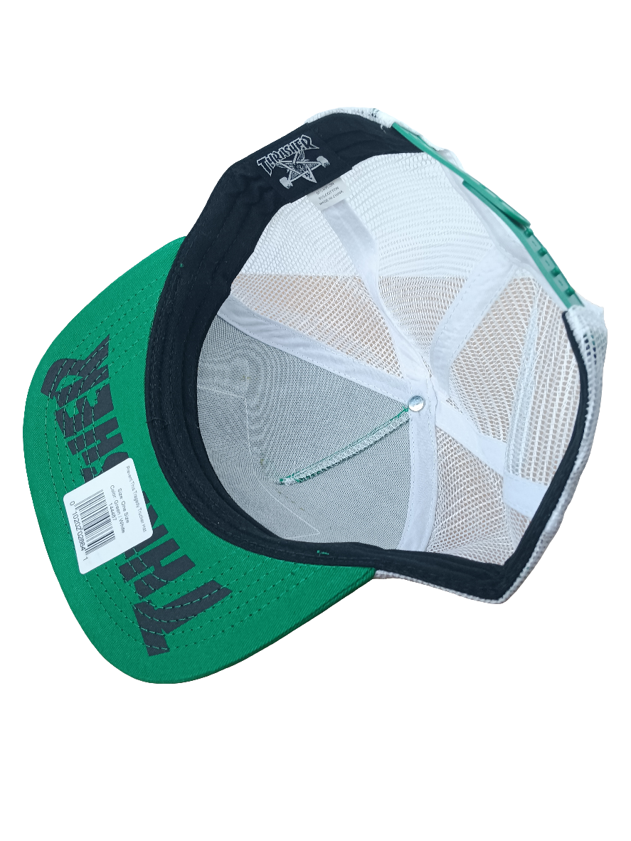 Thrasher Magazine Prevent This Tragedy Green Black White Mesh Vintage NOS Snapback Trucker Hat