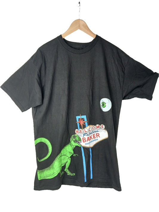 Baker Welcome To Baker Dinosaur Logo Black Multi Size M S/s Vintage Shirt