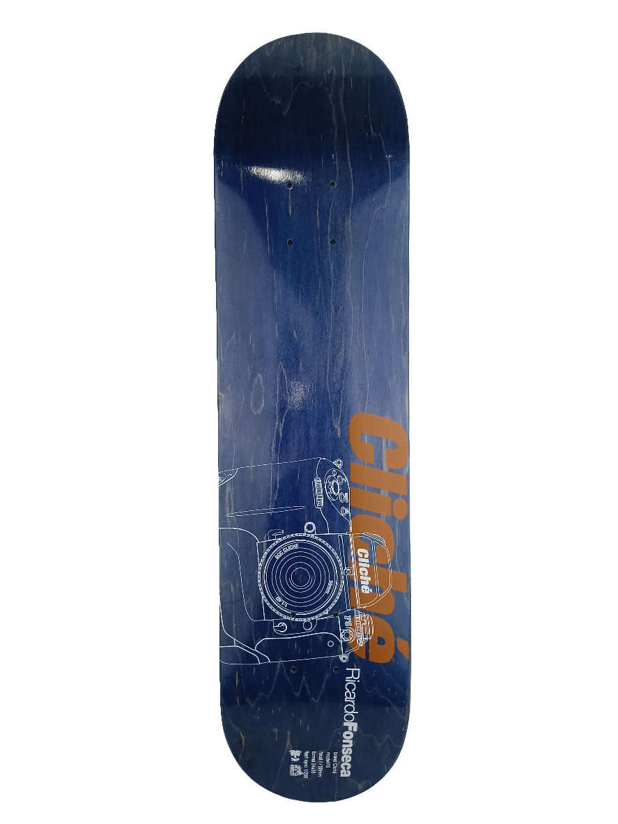 Cliche Deja Vu Series Ricardo Fonesca Blue Woodgrain Brown White 7.5" Vintage NOS Deck