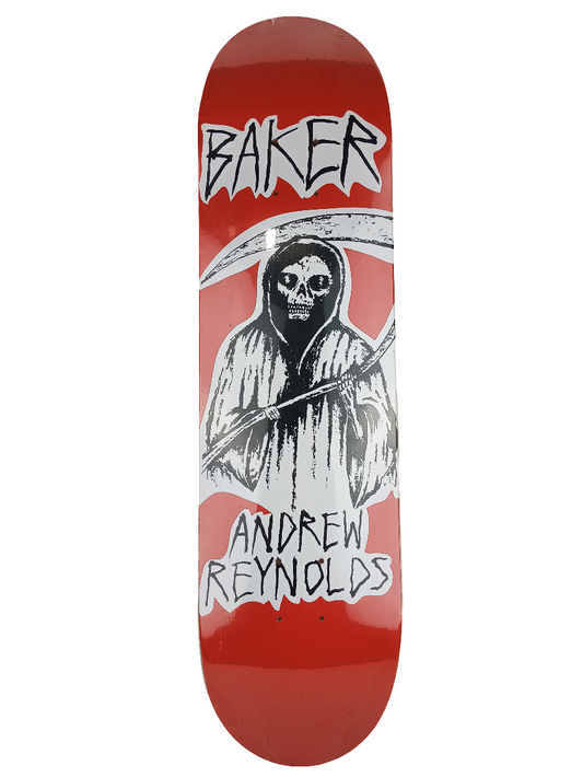 Baker Andrew Reynolds Grim Reaper Graphic Red White Black Size 8 Skateboard Deck