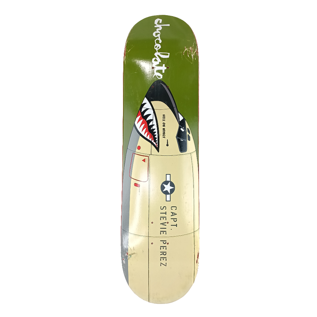 Chocolate Stevie Perez Hell On Wings Graphic Green Tan Multi Color Size 8.125 Skateboard Deck