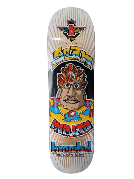 Krooked Sean Malto Guest Rider Tan Woodgrain Multicolor Size 8.38" Vintage NOS Deck