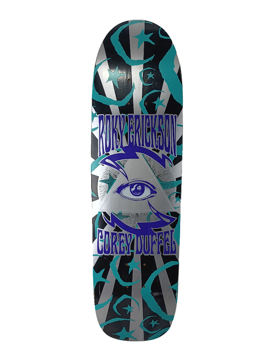 Foundation Corey Duffel Roky Erickson All Seeing Eye Graphic Black Silver Multi Color Size 8.625" Shaped Vintage NOS Deck