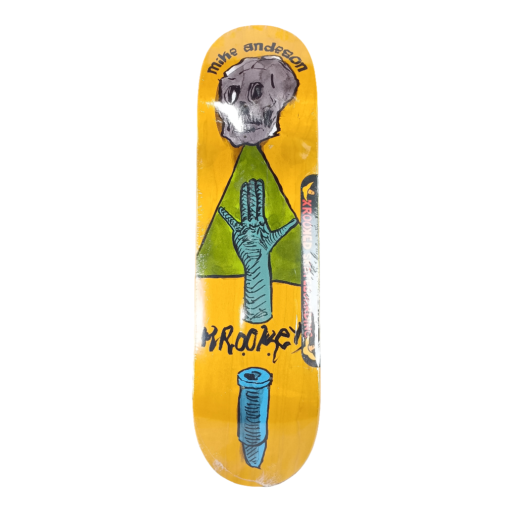 Krooked Mike Anderson La Mono Hand Yellow Green Blue Size 8.25" Vintage NOS Deck