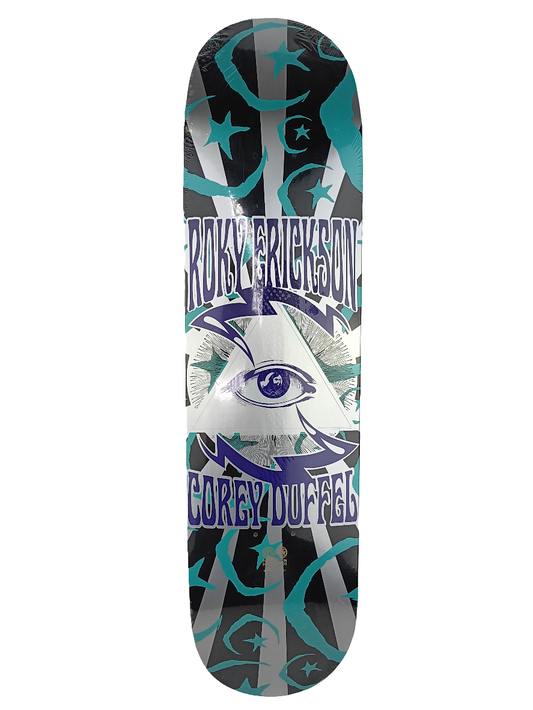 Foundation Corey Duffel Roky Erickson All Seeing Eye Graphic Black Silver Multi Color Size 7.75 Vintage NOS Deck