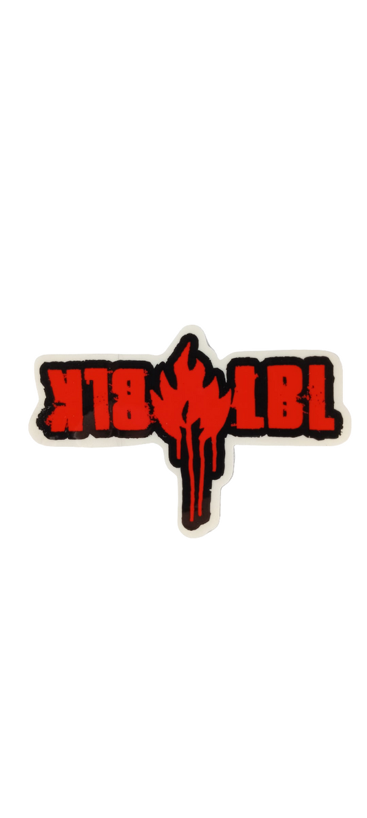Black Label BLK LBL Flame Paint Drip Clear Black Red Size 4.7" X 3.1" Vintage NOS Sticker