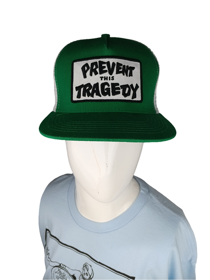 Thrasher Magazine Prevent This Tragedy Green Black White Mesh Vintage NOS Snapback Trucker Hat