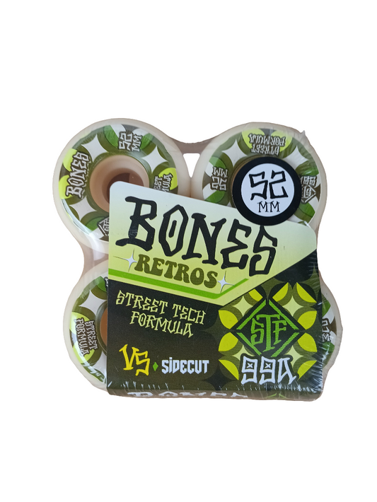 Bones Retros Olive Green White V5 Sidecut Street Tech formula STF Size 52MM 99A Durometer Vintage NOS Wheels