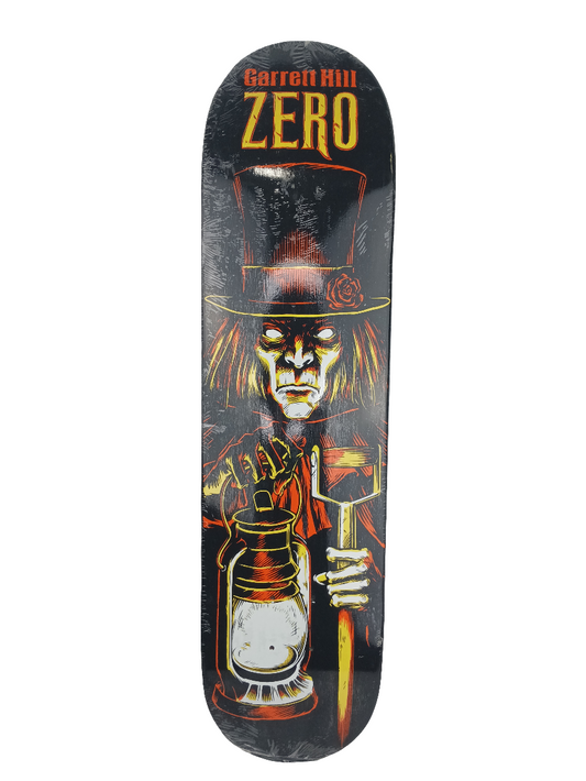 Zero Garrett Hill Grave Digger Graphic Black Orange White Size 7.7 Skateboard Deck