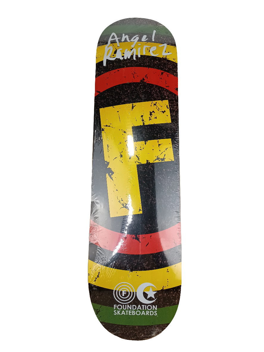 Foundation Angel Ramirez Asphalt F Logo Graphic Red Yellow Green Size 8 Skateboard Deck