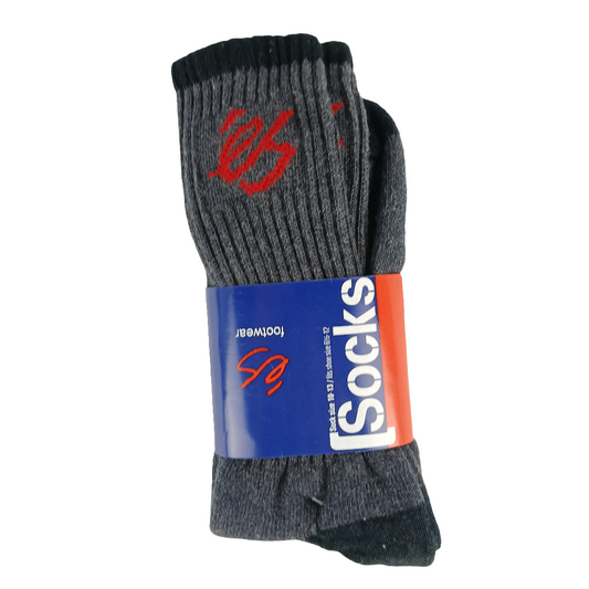 eS Grey Red Black Mens Size 10 - 13 Crew Socks