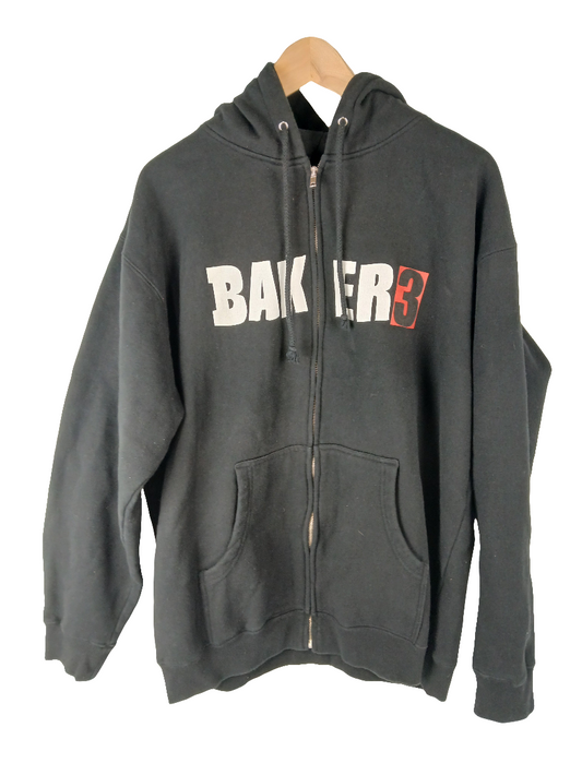 Baker Baker 3 Video Black Red White Mens Size Medium L/s Zip Up Hooded Sweat shirt Vintage 2005