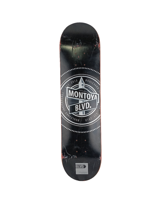 Boulevard Danny Montoya Street Sign Graphic Black Silver Size 7.75 Skateboard Deck