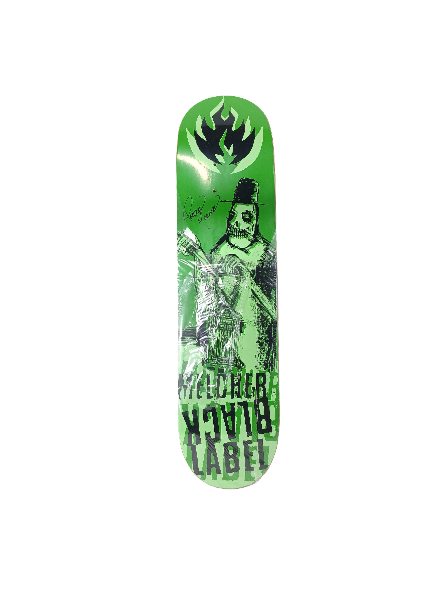 Black Label Patrick Melcher Corrosive Black Green 7.8 Autographed Vintage NOS Deck