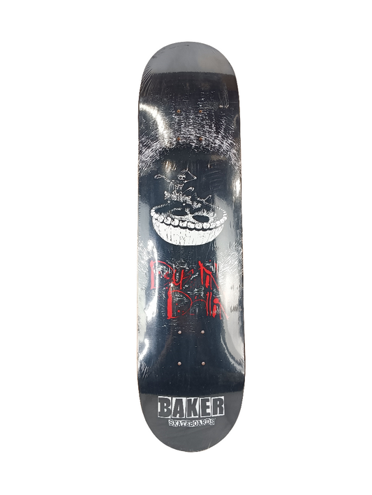 Baker Dustin Dollin Skull Bowl Graphic Black White Red Size 7.75 Skateboard Deck
