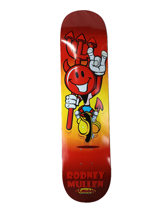 Almost Rodney Mullen Almost A Street Skater World Industries Devilman Spoof Red Yellow White Size 7.4" Vintage NOS Deck