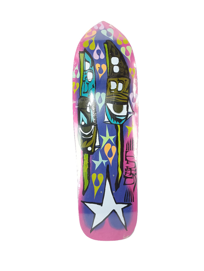 Shut Skateboards Phil Frost Pink Blue Multi Size 9.4" Vintage NOS Shaped Deck