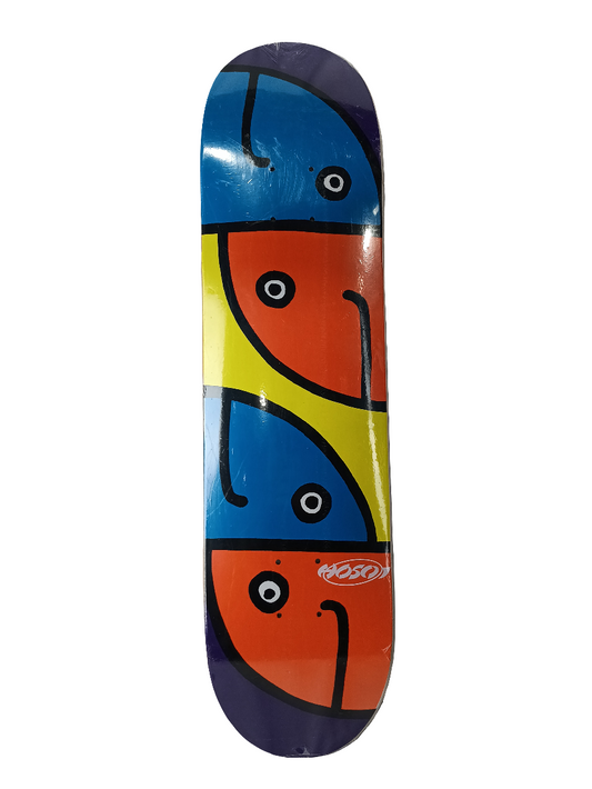 Hosoi Skateboards Faces Art By Mark Gonzales Blue Yellow Orange Size 7.78" Vintage NOS Deck