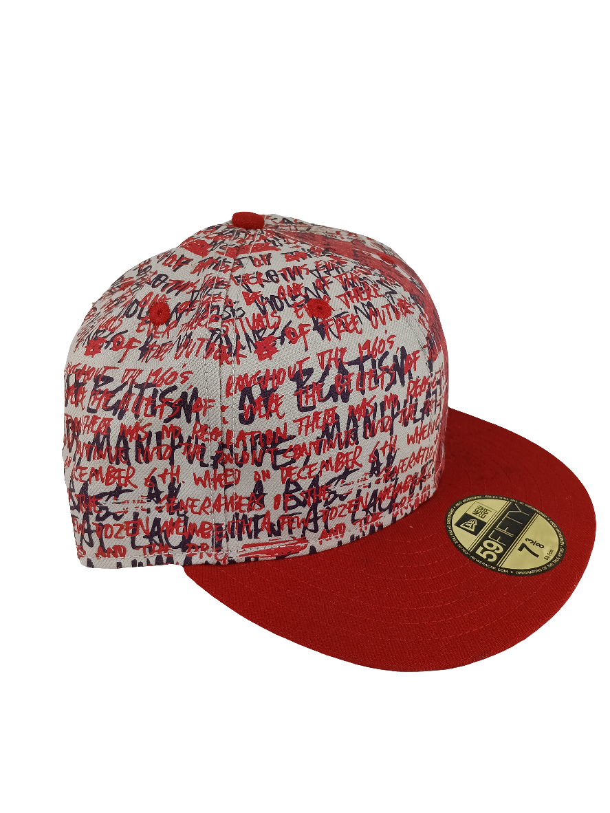 New Era Altamont 59Fifty Andrew Reynolds A Red White All Over Print Size 7 3/8 Vintage Hat