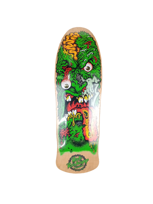 Santa Cruz Rob Roskopp Face 2 Natural Woodgrain Green Red Size 9.9" X 30.8" Vintage Reissue Deck