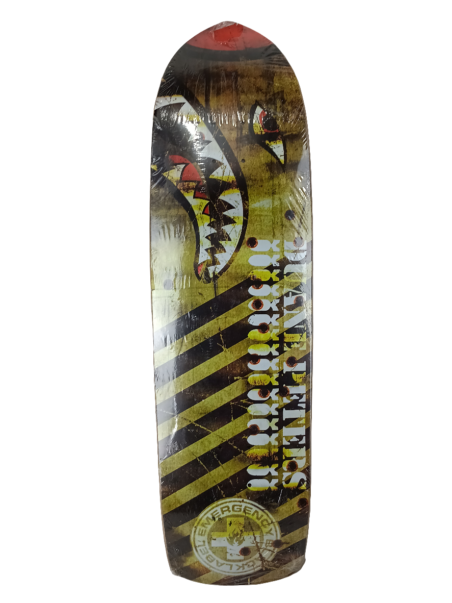 Black Label Duane Peters Emergency Warhawk Graphic Multi Color 9.25" Shaped Skateboard Deck 2007