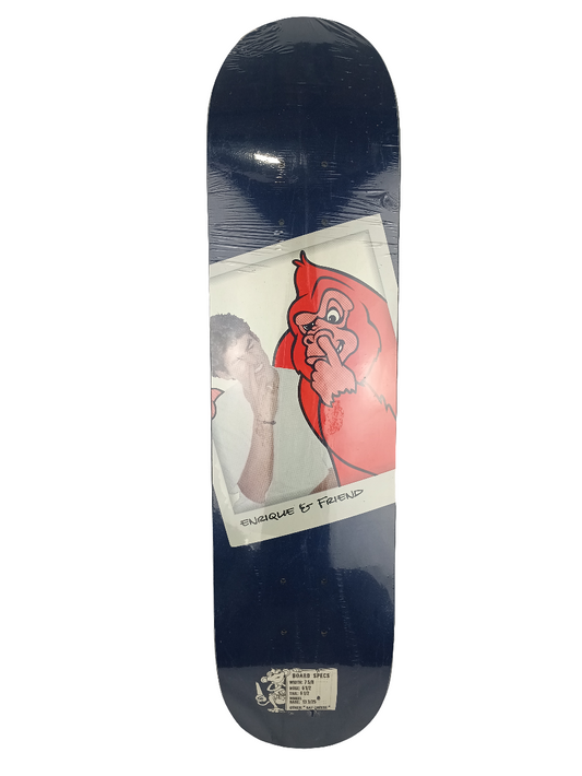 Monkey Stix Enrique Lorenzo Enrique and Friend Graphic Blue Red White Size 7.5 Skateboard Deck