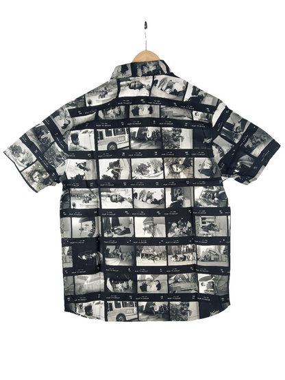 Huf EMB Short Sleeve Woven Black White Medium T-shirt