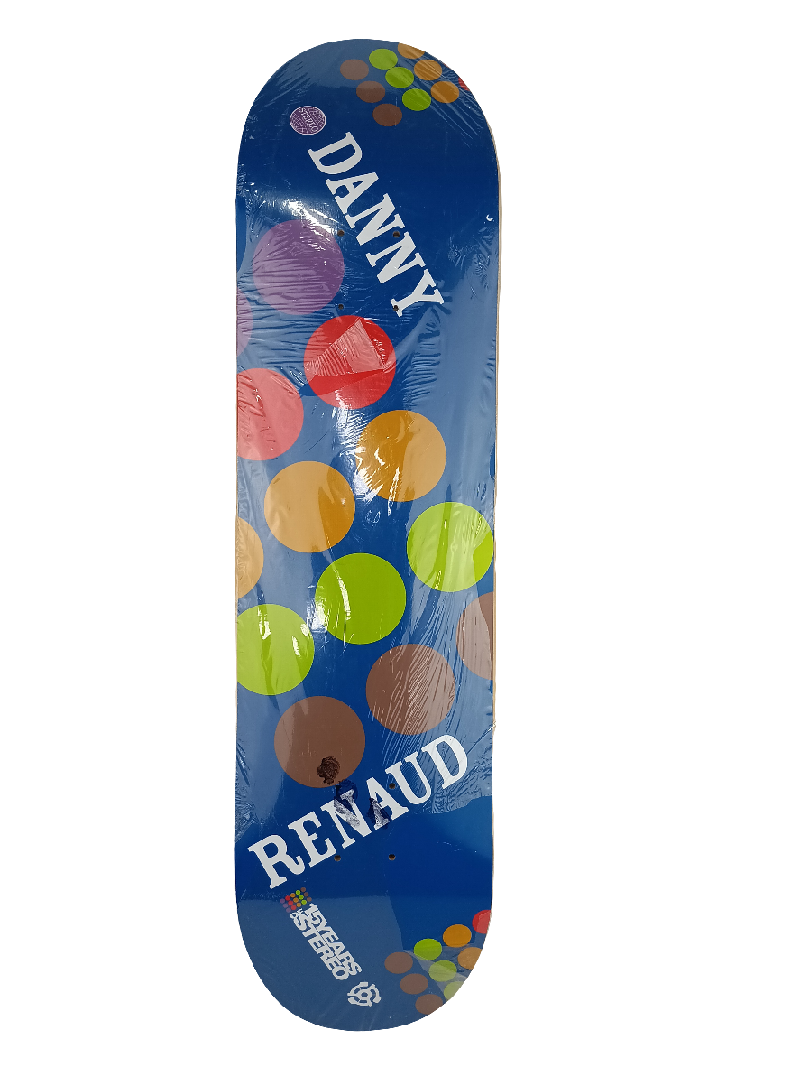 Stereo Danny Renaud 15 Years of Stereo Pok a Dot Graphic Blue Multi Color Size 7.9 Skateboard Deck